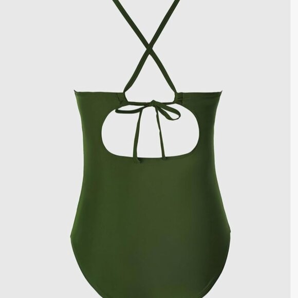 Green one piece keyhole swimsuit - Picture 5 of 8
